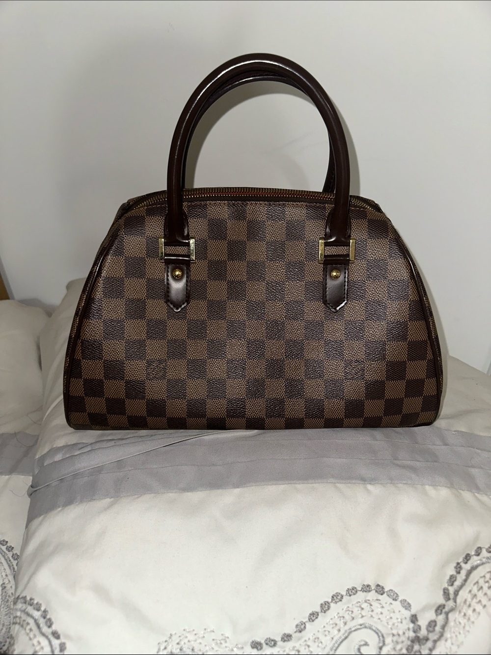 Louis Vuitton Brown Checker Dome Satchel with Dark Brown Handles